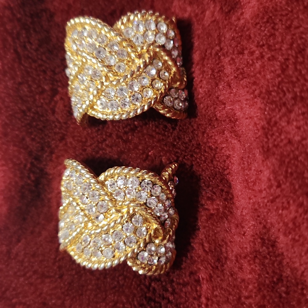 Vintage Crystal Rope Hoop Earrings
